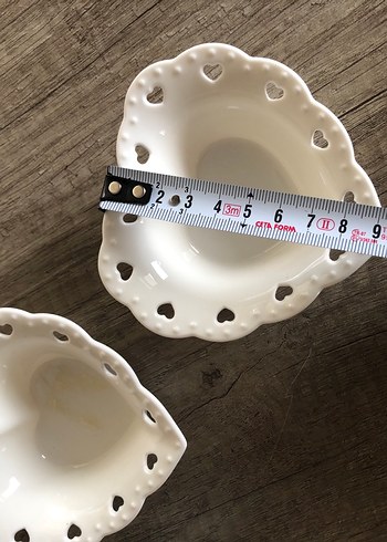 Vintage Kalp Şekilli Beyaz Tabak Seti - Görsel 5