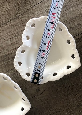 Vintage Kalp Şekilli Beyaz Tabak Seti - Görsel 4