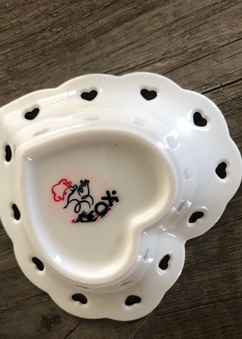 Vintage Kalp Şekilli Beyaz Tabak Seti - Görsel 3