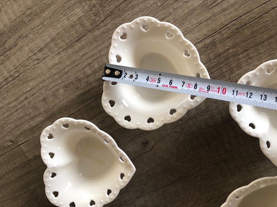 Vintage Kalp Şekilli Beyaz Tabak Seti - Görsel 5