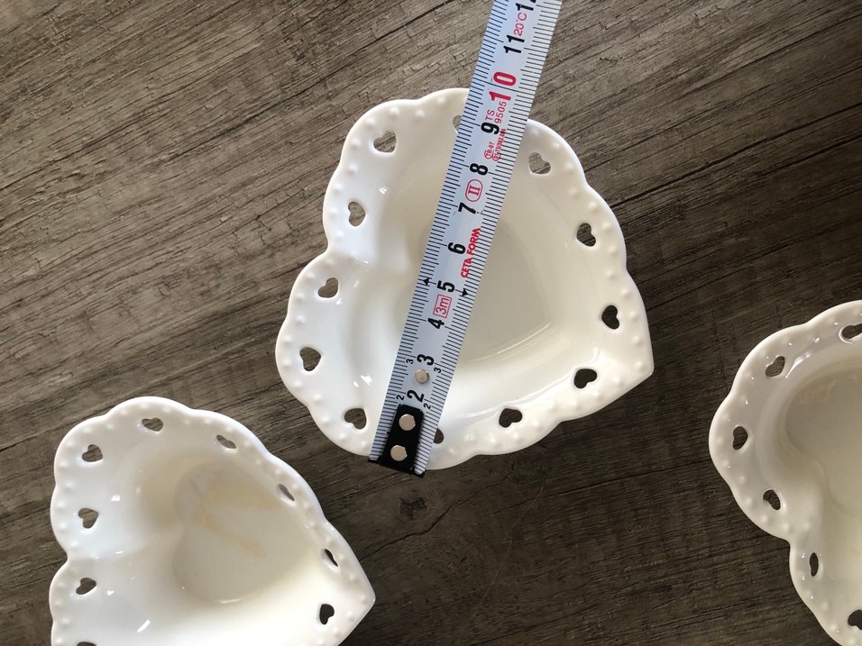 Vintage Kalp Şekilli Beyaz Tabak Seti - Görsel 4