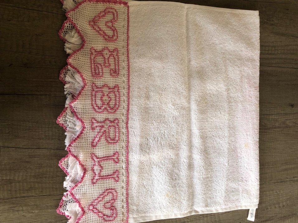 Pembe Nakışlı Pastel Havlu - Görsel 2