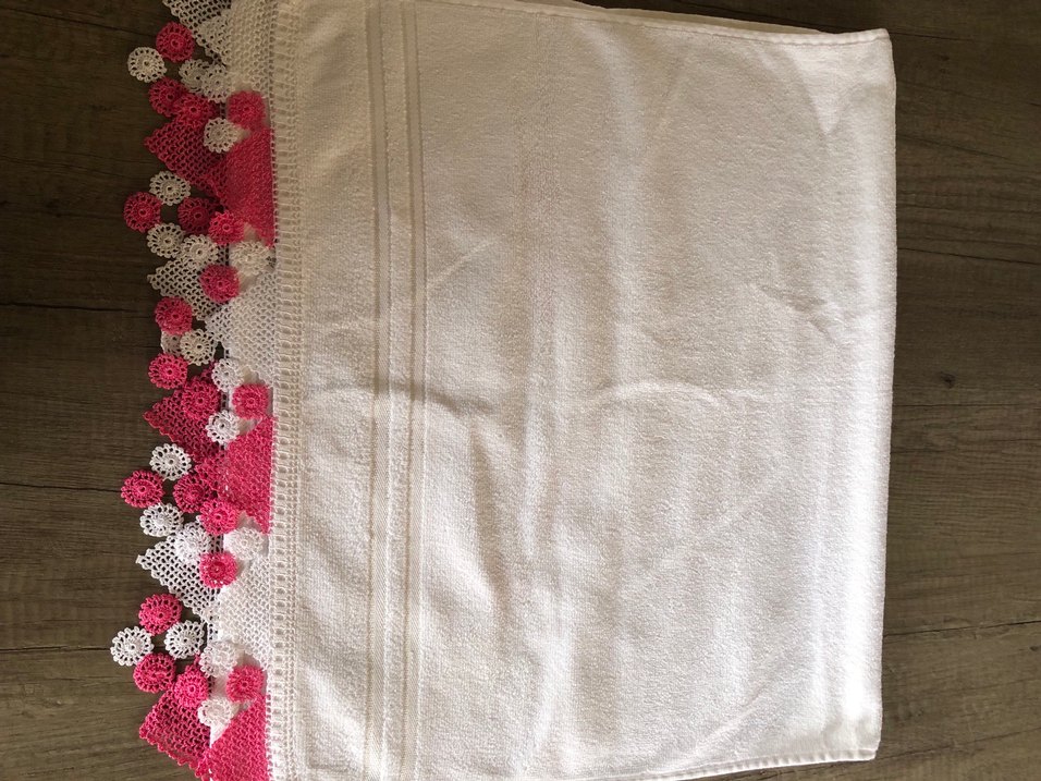 Nakışlı Pembe Çiçekli Havlu - Görsel 4