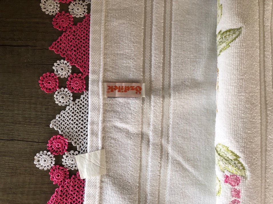 Nakışlı Pembe Çiçekli Havlu - Görsel 3