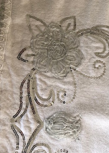 Nakışlı Bohem Gri Desenli Beyaz Havlu - Görsel 2