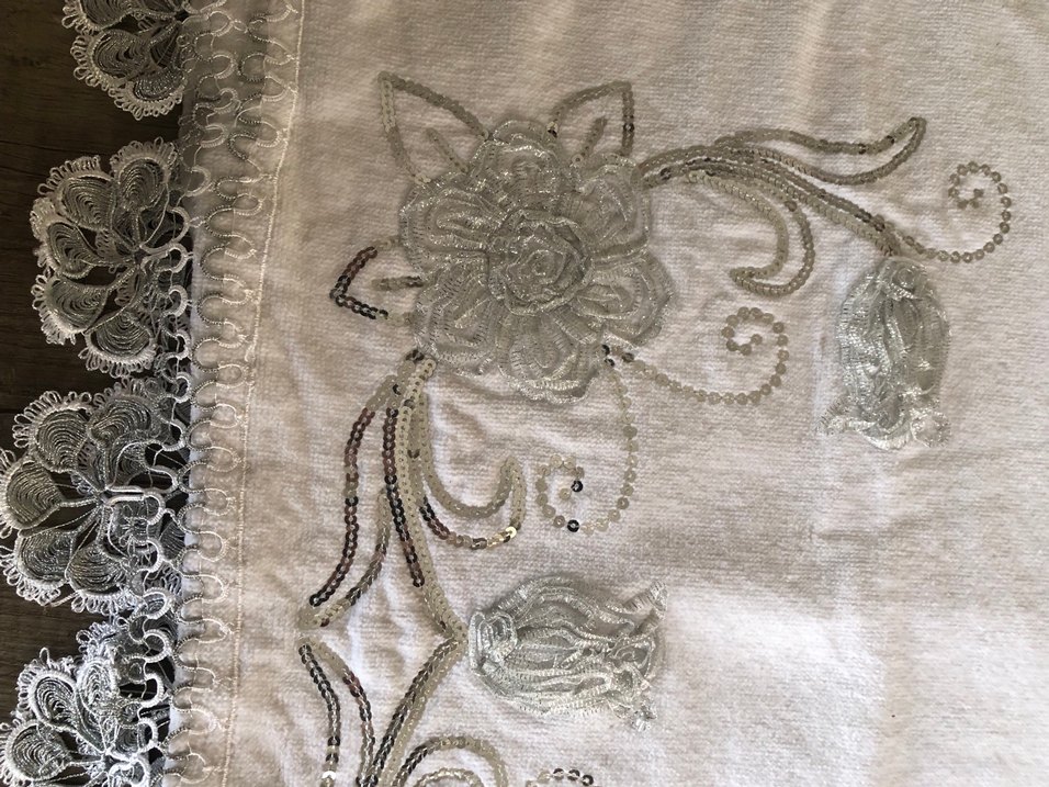 Nakışlı Bohem Gri Desenli Beyaz Havlu - Görsel 2