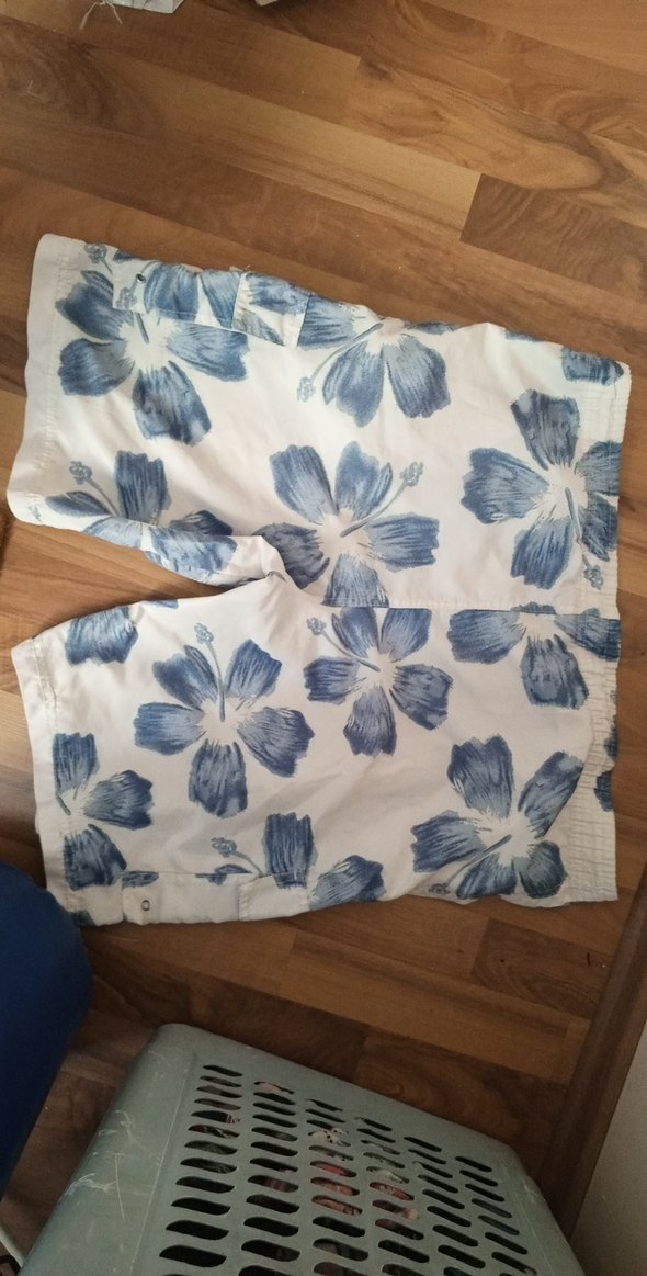 Mavi Çiçekli Pileli Erkek Mayo Şortu XL - Görsel 2