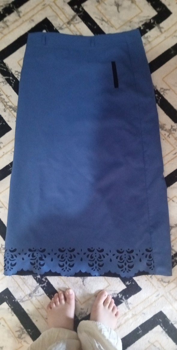 Lacivert Desenli Uzun Etek fermuarlı - Görsel 3