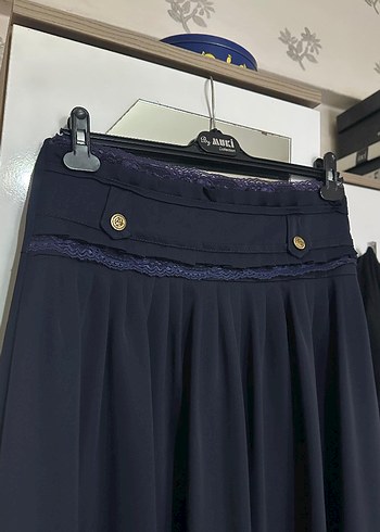Armine Lacivert Pilili Uzun Kadın Etek
