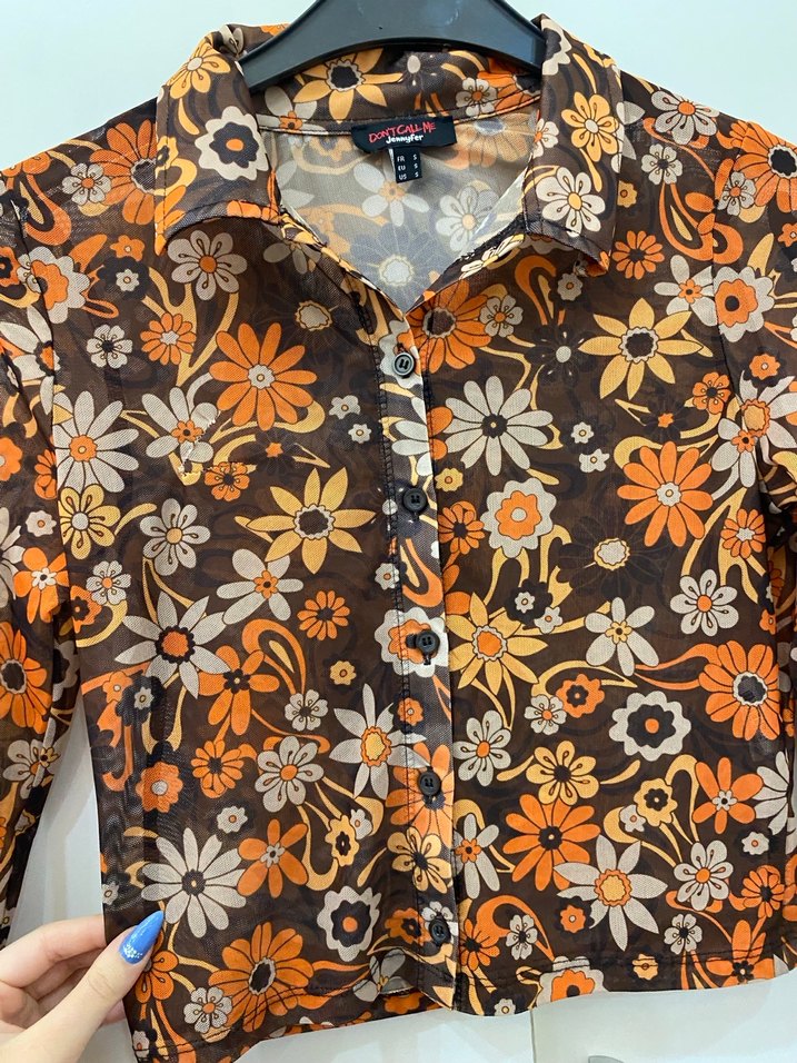 Transparan çiçekli bluz - Görsel 4