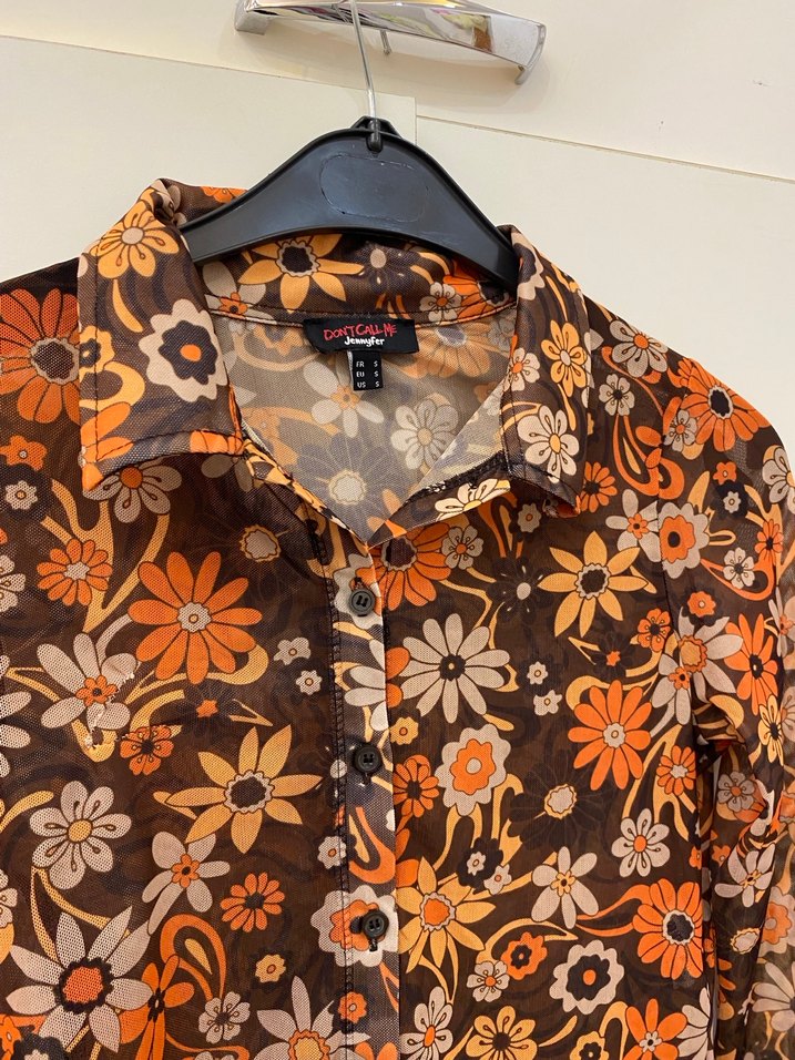 Transparan çiçekli bluz - Görsel 2