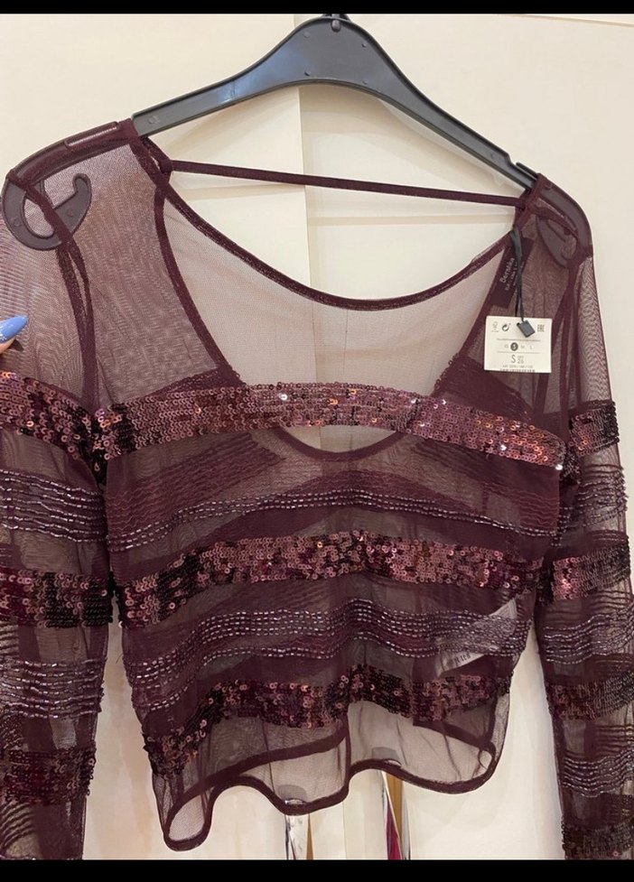 Bershka kadın pullu bluz - Görsel 5