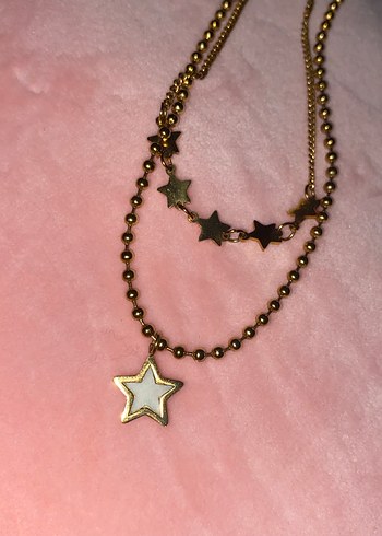 Altın Renkli Yıldız Detaylı Zincir Kolye - Görsel 2