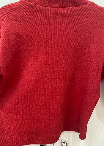 Kırmızı Boğazlı Mini Triko Kazak - Görsel 4