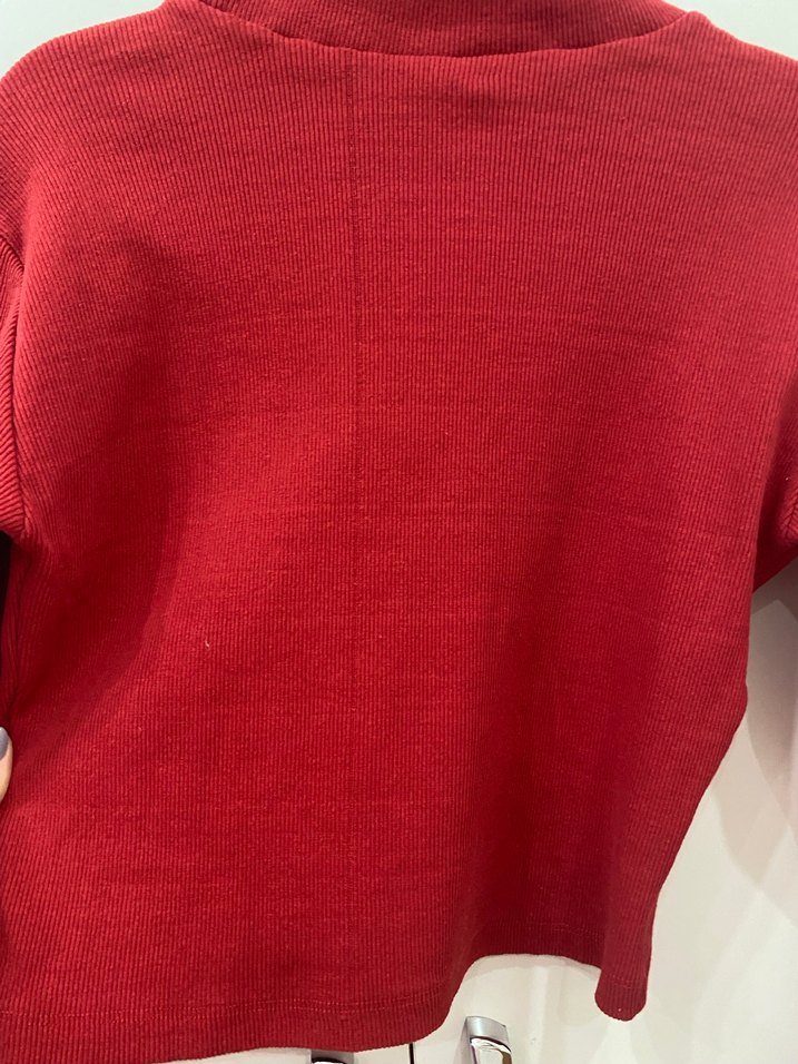 Kırmızı Boğazlı Mini Triko Kazak - Görsel 4