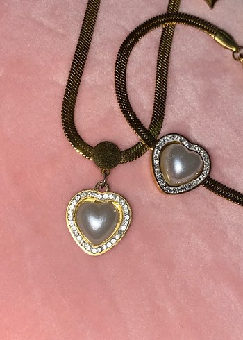 Altın Renkli kalp Desenli Vintage Kolye - Görsel 3