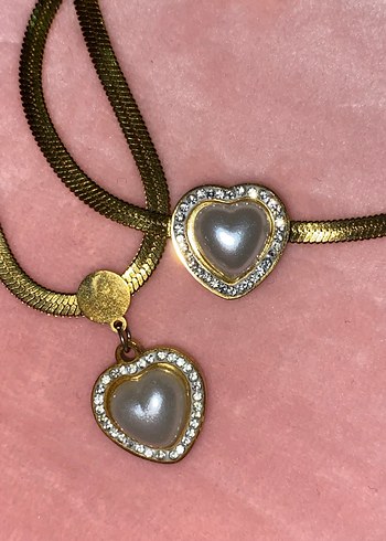 Altın Renkli kalp Desenli Vintage Kolye - Görsel 4