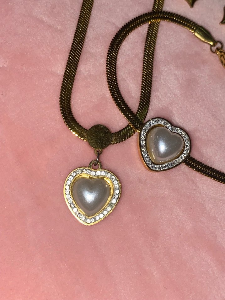Altın Renkli kalp Desenli Vintage Kolye - Görsel 3