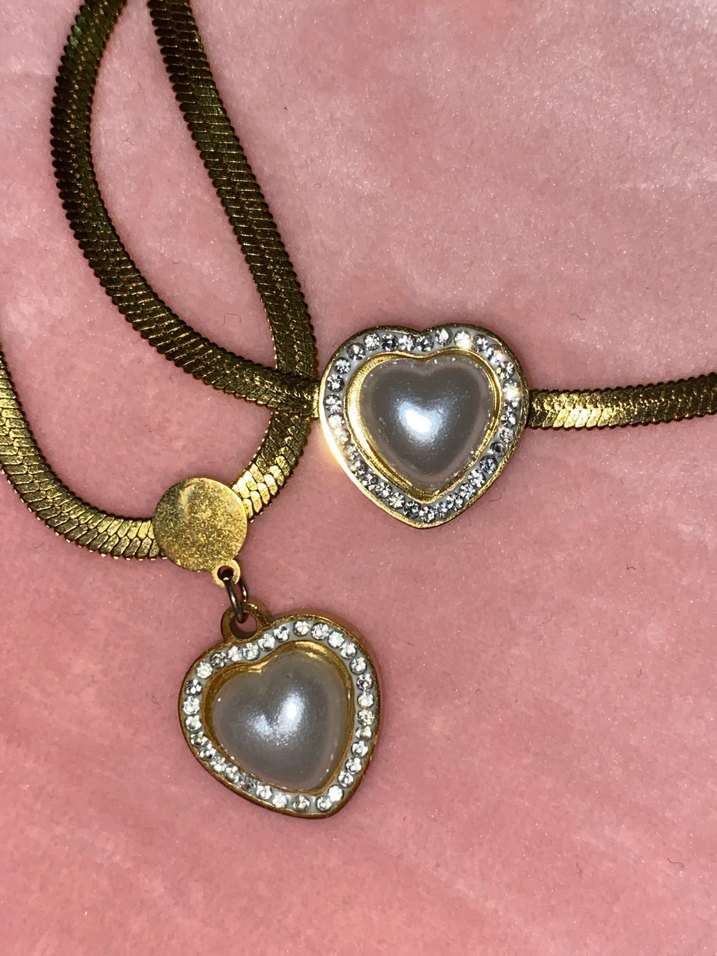 Altın Renkli kalp Desenli Vintage Kolye - Görsel 4