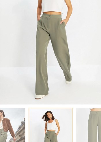 Haki Kadın kumaş Pantolon - Görsel 2