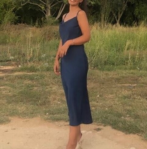 s Beden lacivert Renk Saks Mavisi Elbise