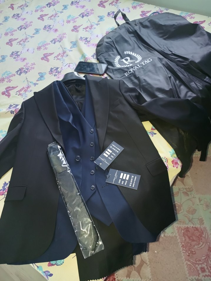 Mavi Parlak Düğmeli Erkek Takım Elbise - Görsel 3