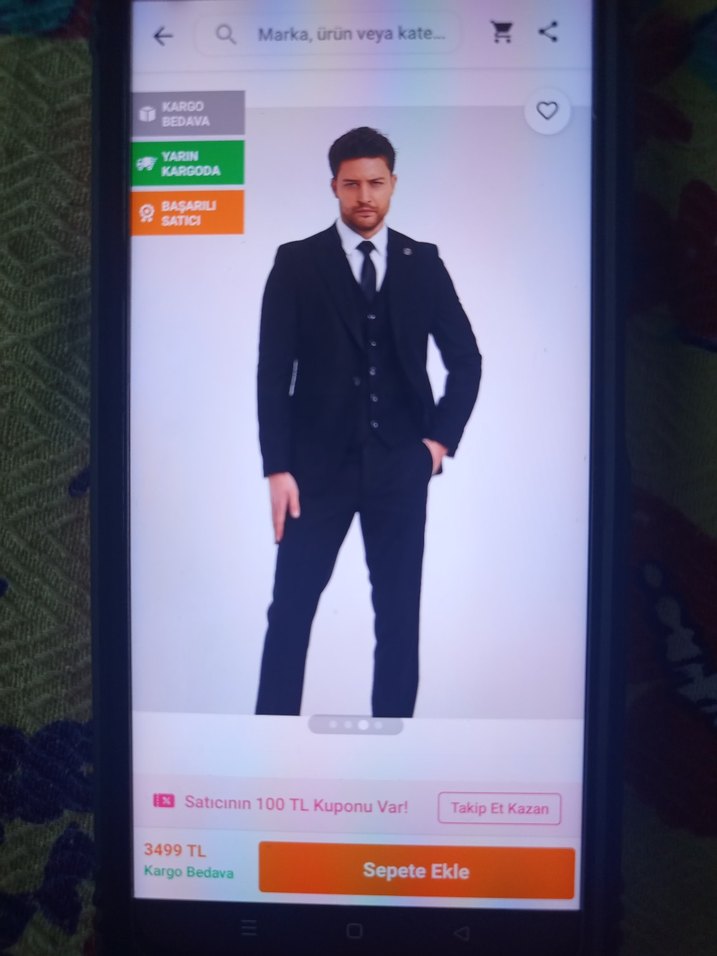 Mavi Parlak Düğmeli Erkek Takım Elbise - Görsel 2