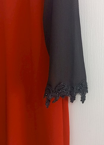 Kırmızı Siyah Gotik Midi Elbise - Görsel 2