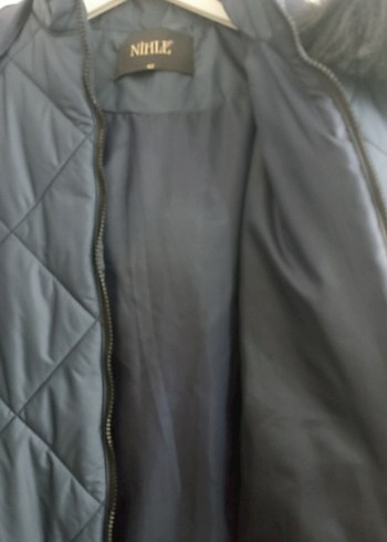 Kürklü Uzun lacivert mont tesettüre uygun - Görsel 2