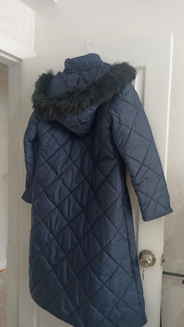 Kürklü Uzun lacivert mont tesettüre uygun - Görsel 4