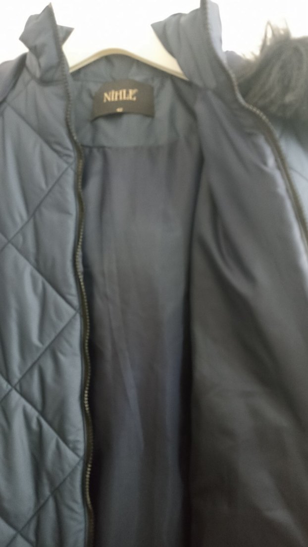 Kürklü Uzun lacivert mont tesettüre uygun - Görsel 2