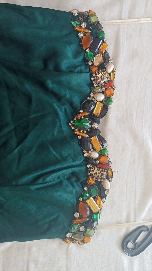 Turkuaz Drapeli Straplez kısa  Abiye Elbise - Görsel 2