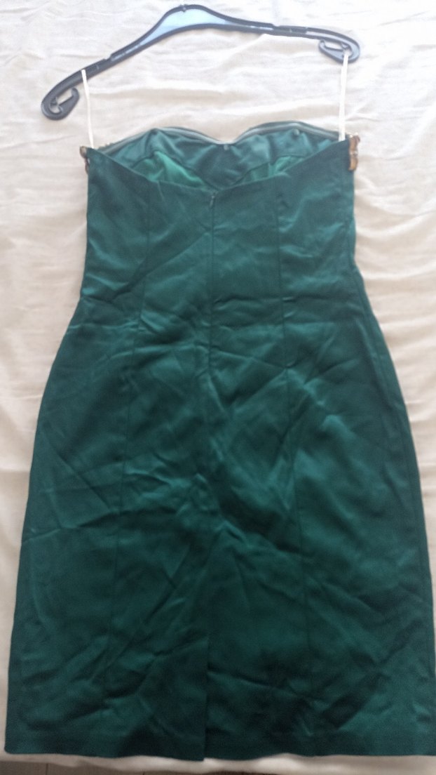 Turkuaz Drapeli Straplez kısa  Abiye Elbise - Görsel 3