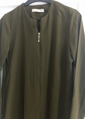 Kadın Uzun Fermuarlı Haki Ferace - Görsel 2