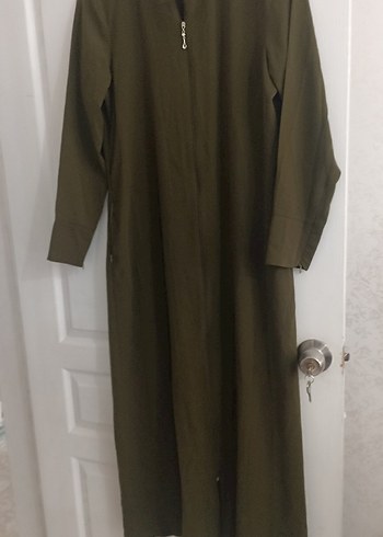 Kadın Uzun Fermuarlı Haki Ferace - Görsel 3