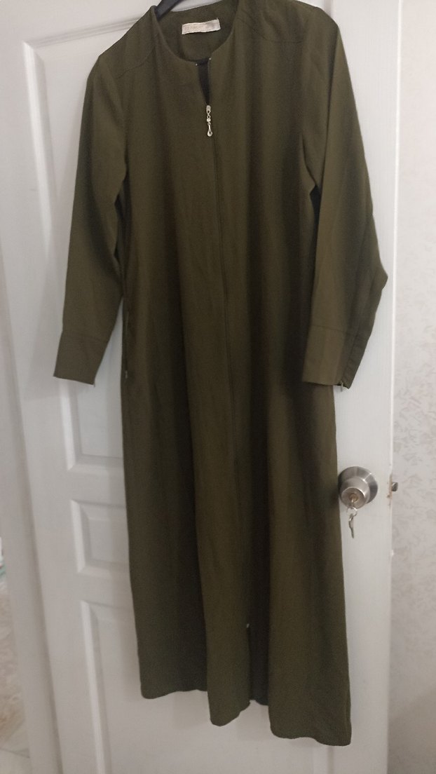 Kadın Uzun Fermuarlı Haki Ferace - Görsel 3