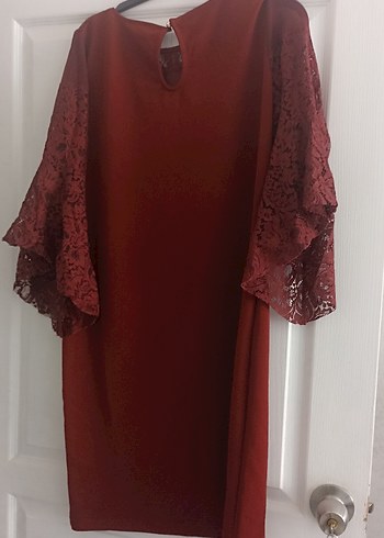 Bordo Uzun Kollu Bohem Elbise - Görsel 3