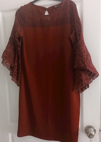 Bordo Uzun Kollu Bohem Elbise - Görsel 2