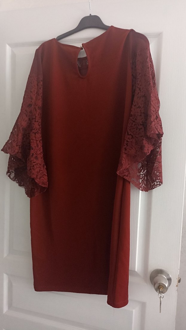 Bordo Uzun Kollu Bohem Elbise - Görsel 3