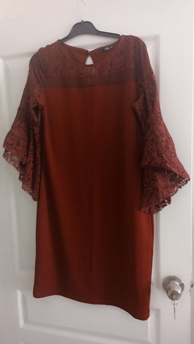 Bordo Uzun Kollu Bohem Elbise - Görsel 2