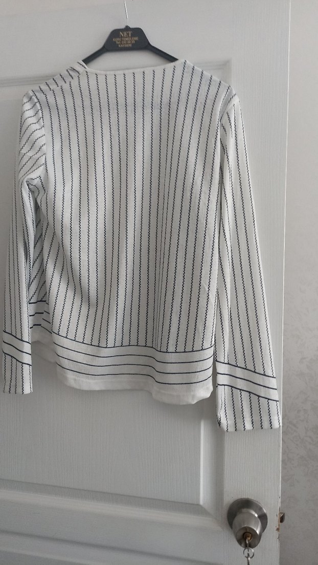 Uzun Kollu Çizgili Midi Kadın Hırka - Görsel 3