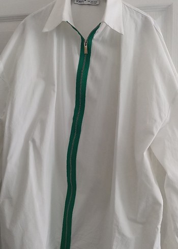 Fermuarlı Beyaz Kadın Gömlek - Görsel 2