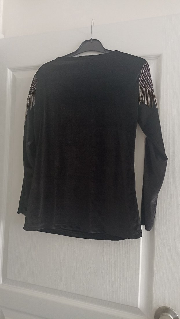 Siyah Uzun Kollu Drapeli Kadın Bluz - Görsel 3