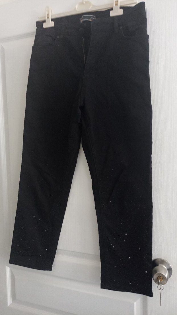 Siyah Midi Denim Kadın Pantolon - Görsel 3