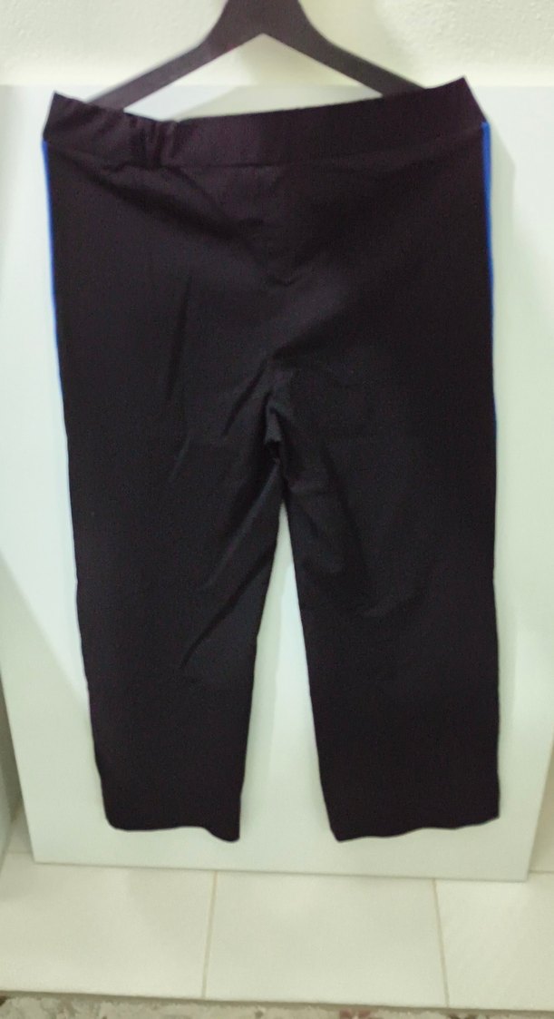 Düğmeli Mavi Şeritli Kadın Kumaş Pantolon - Görsel 2