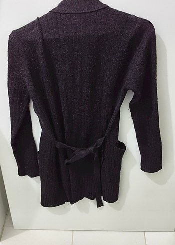 Düğmeli Siyah Yün Kadın Hırka - Görsel 2