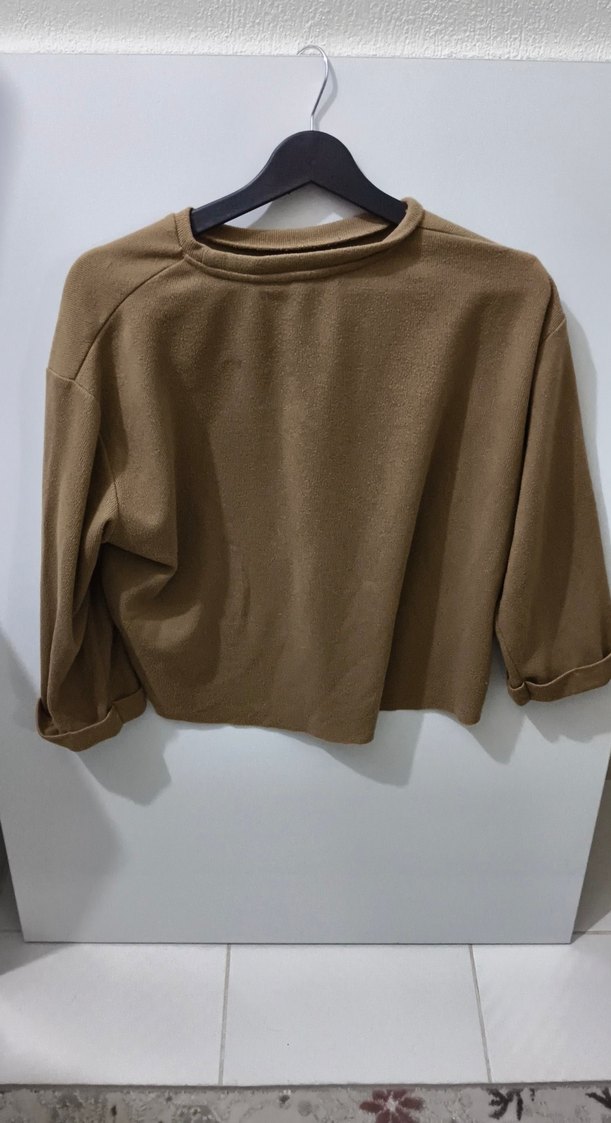 Bej Kadın Sweatshirt Uzun Kollu Rahat Kesim - Görsel 2