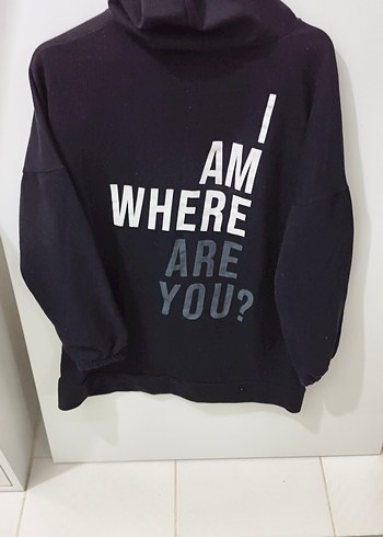 Siyah Kadın Kapüşonsuz Sweatshirt - Görsel 2