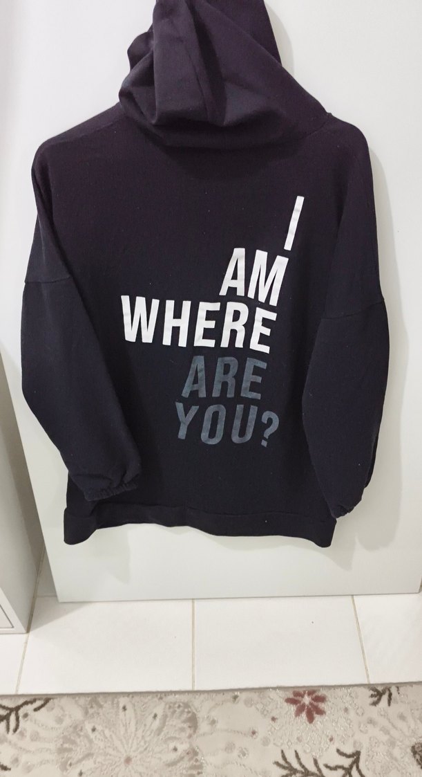 Siyah Kadın Kapüşonsuz Sweatshirt - Görsel 2