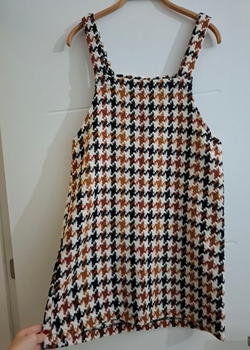 Kazayağı Desenli Askılı Elbise /Salopet - Görsel 4